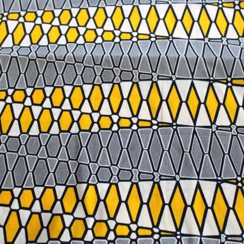 Tissu coton wax jaune et marine 72x57cm