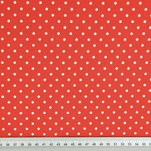 Tissu à pois 4mm rouge et blanc 50x80 cm