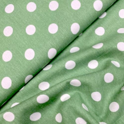 Tissu enduit à pois vert et blanc 50x76cm