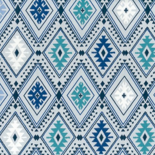 Tissu enduit graphique gris et bleu 50x77 cm