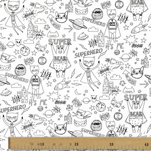 Tissu à colorier super héros 50x75 cm