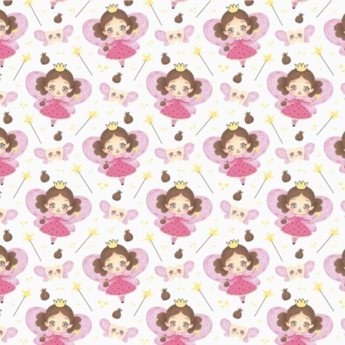 Tissu petites fées rose 50x80 cm