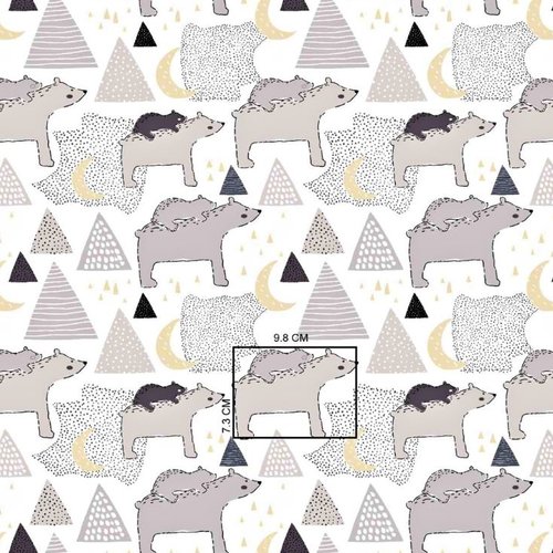 Tissu enfant ours polaire 50x78 cm