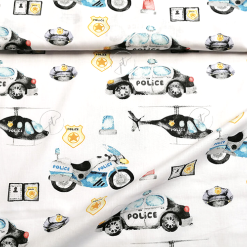 Tissu enfant police 50x80 cm