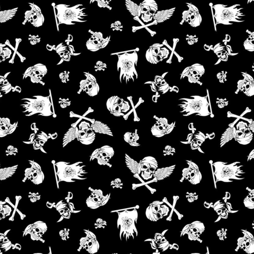 Tissu têtes de mort noir et blanc 50x80cm