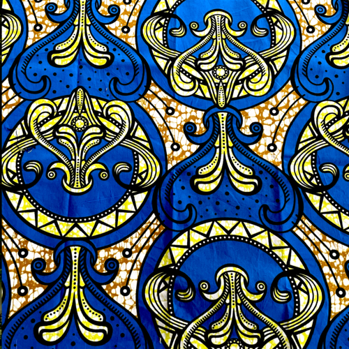 Tissu wax jaune et bleu 58x54 cm