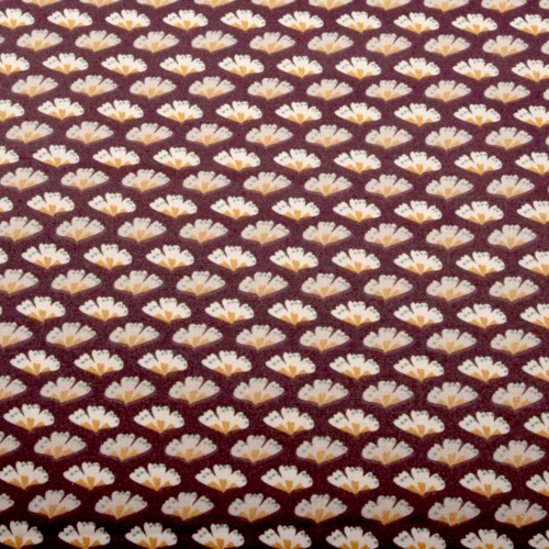 Tissu enduit feuilles marron et beige 50x77 cm