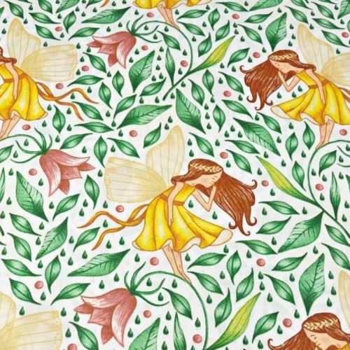 Tissu coton fées 50x80 cm