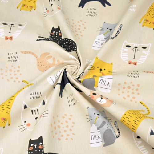 Tissu coton chats  50x80 cm