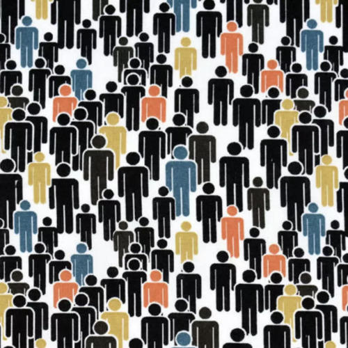 Tissu personnages multicolores 56x75 cm