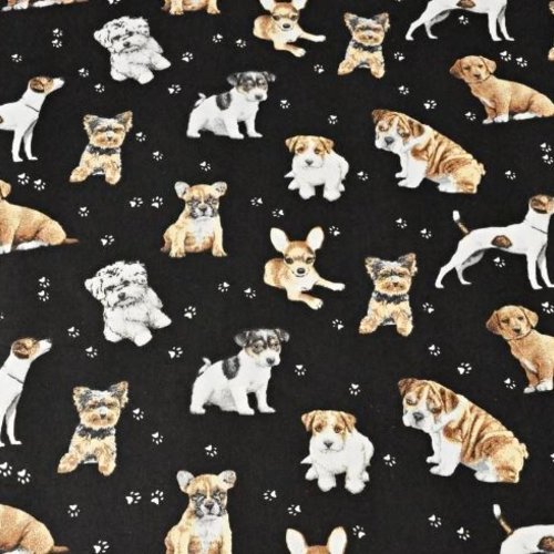 Tissu coton chiens 50x80 cm