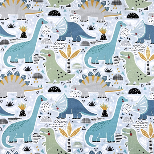 Tissu dinosaures bleu et vert 50x80cm