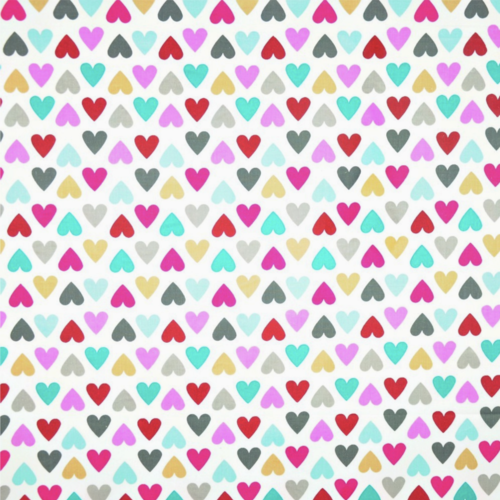 Tissu coeurs multicolores 50x80cm