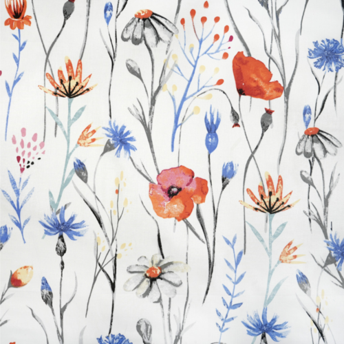 Tissu grandes fleurs multicolores 50x80 cm