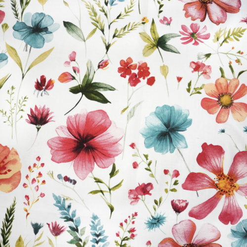 Tissu grandes fleurs multicolores 50x80 cm