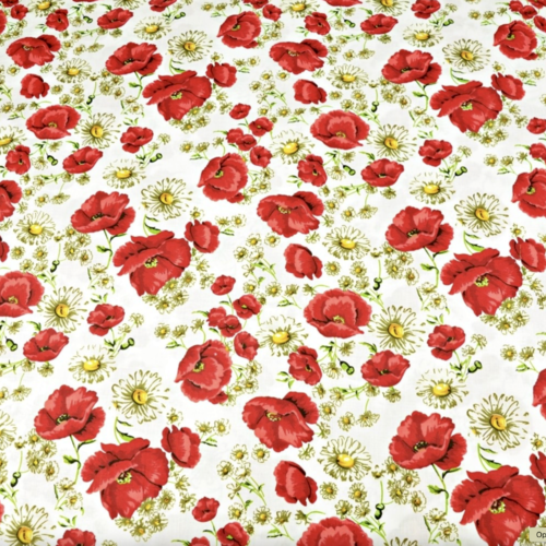 Tissu fleurs coquelicots 50x80 cm