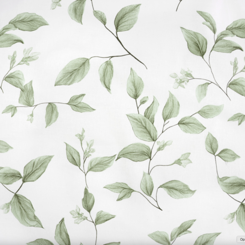 Tissu feuillage vert et blanc 50x80 cm
