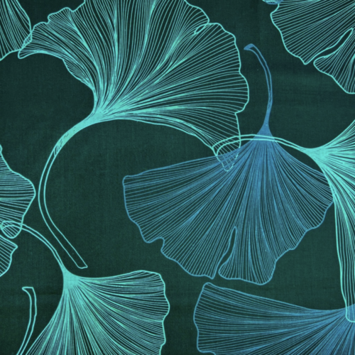 Tissu feuilles de ginkgo vert 50x80cm