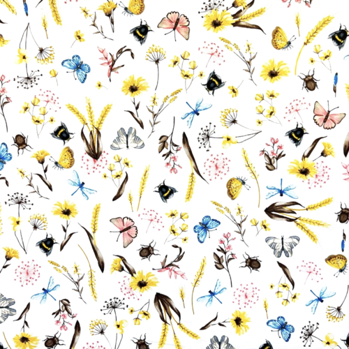 Tissu insectes et papillons 50x80 cm