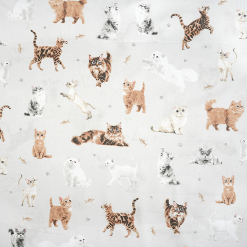 Tissu enfant chats gris 50x80 cm