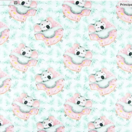 Tissu enfant koala donuts 50x80 cm