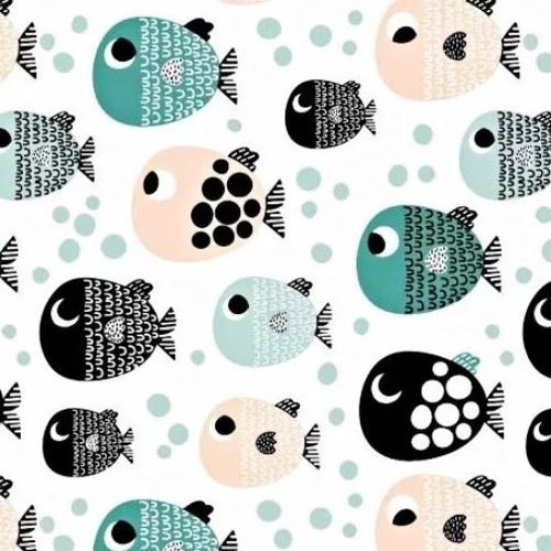 Tissu coton poissons 50x80 cm