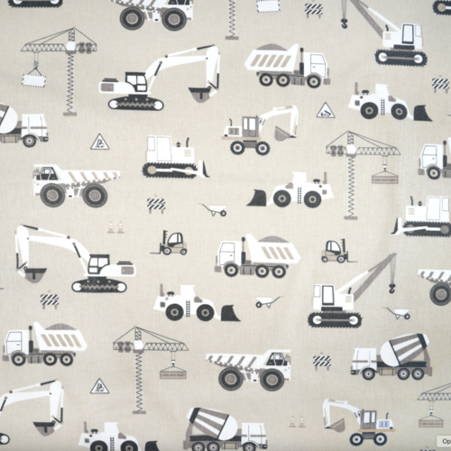 Tissu garçon chantier beige et gris 50x80cm