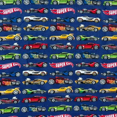 Tissu voitures bleu 50x80cm