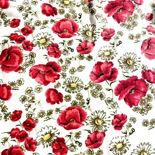 Tissu fleurs coquelicots 50x80 cm