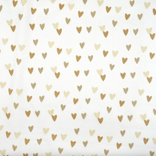 Tissu coeurs camel et beige 50x80cm