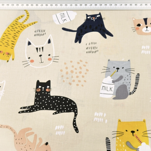 Tissu coton chats  50x80 cm
