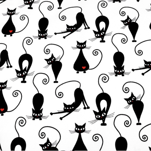 Tissu chats noir et blanc 50x80 cm