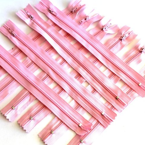 Lot de 10 fermetures éclair 20cm rose