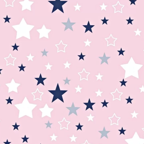 Tissu étoiles rose et bleu 50x80 cm