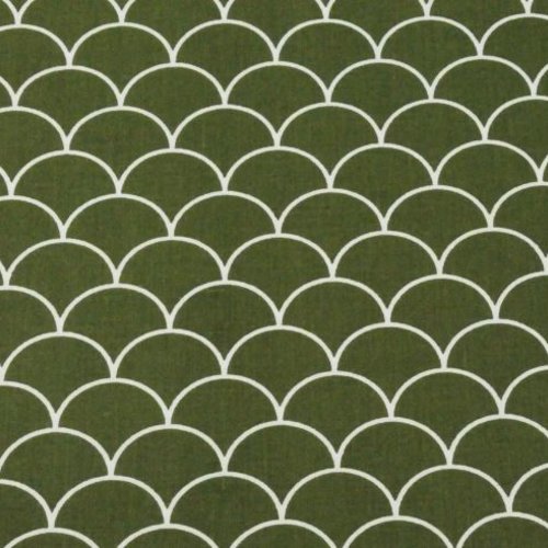 Tissu éventails vert kaki  50x80 cm