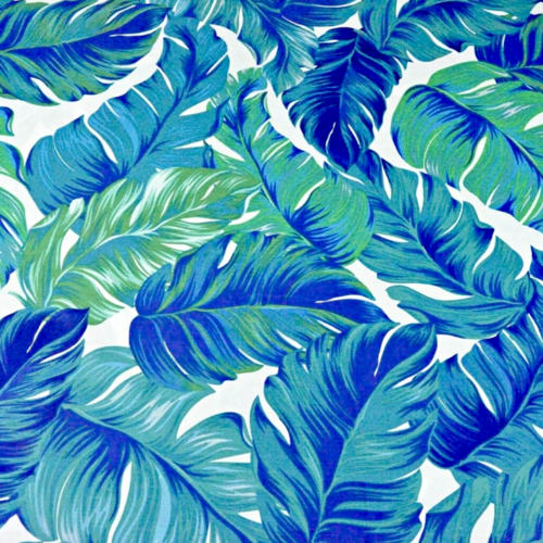 Tissu feuillage tropical vert et bleu 50x80 cm
