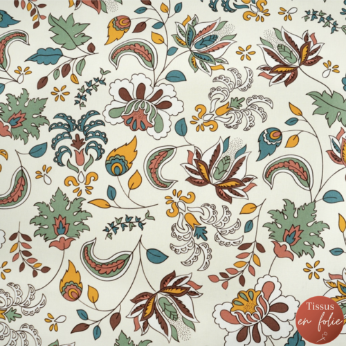 Tissu coton fleurs folk 50x80 cm