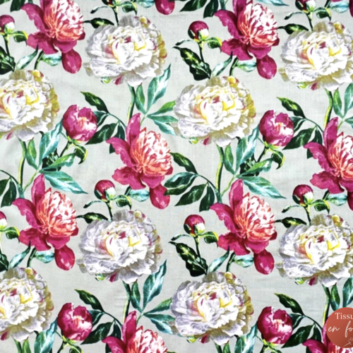 Tissu pivoines 50x70cm