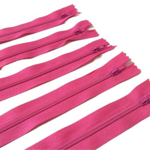 Lot de 5 fermetures éclair 20cm roses