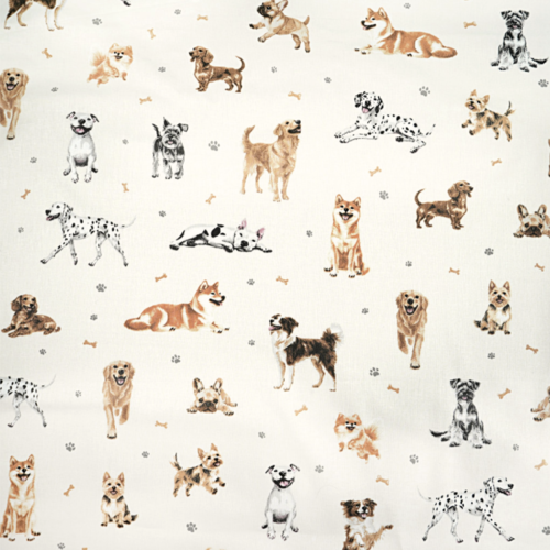 Tissu chiens beige 50x80 cm