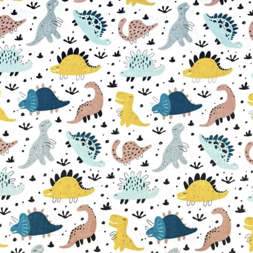 Tissu dinosaures multicolores 50x80cm