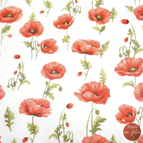 Tissu fleurs coquelicots 50x80 cm