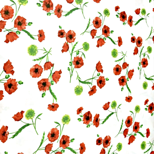 Tissu fleurs coquelicots 50x72 cm