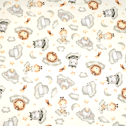 Tissu animaux de la savane dans les nuages 50x80cm