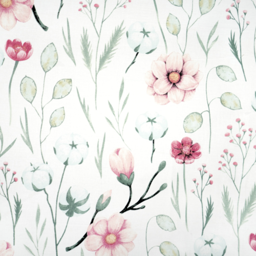 Tissu fleurs magnolias 70x50 cm