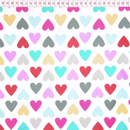 Tissu coeurs multicolores 50x80cm
