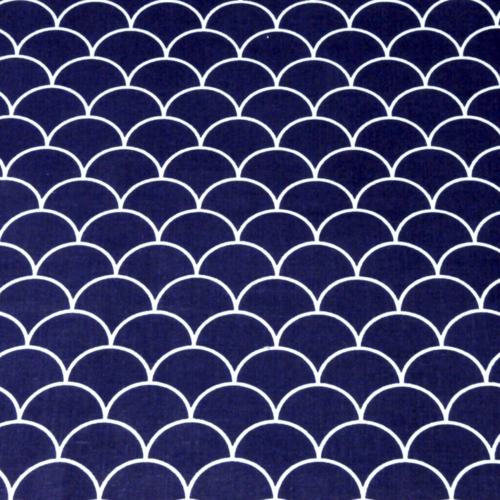 Tissu éventails marine et blanc 50x80 cm