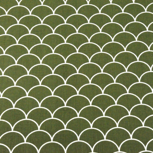Tissu éventails vert kaki  50x80 cm