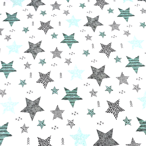 Tissu étoiles turquoises et noir 50x80 cm