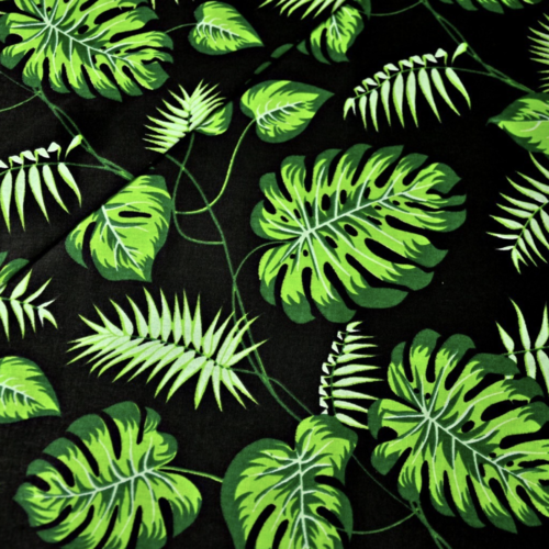 Tissu tropical vert et noir 50x80 cm